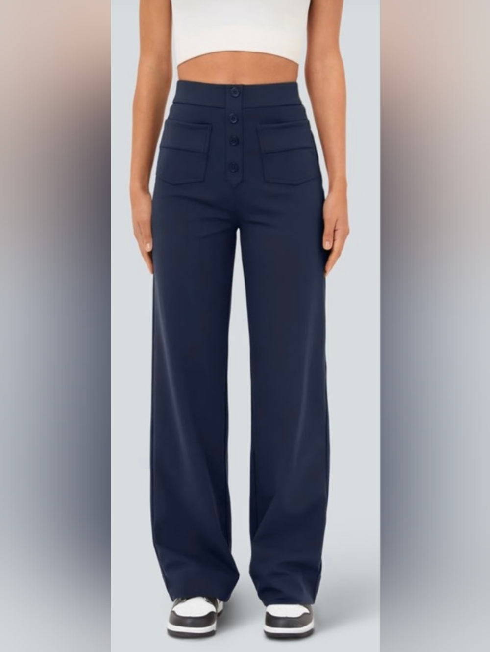 Halara NWT High Waisted Pocket Straight Leg Daystretch Pants Leggings Navy XS